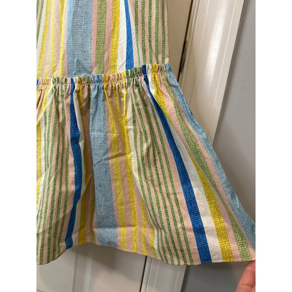 Cara Cara Campbell Multi Stripe Cotton Summer Midi Dress Size M - Picture 9 of 13